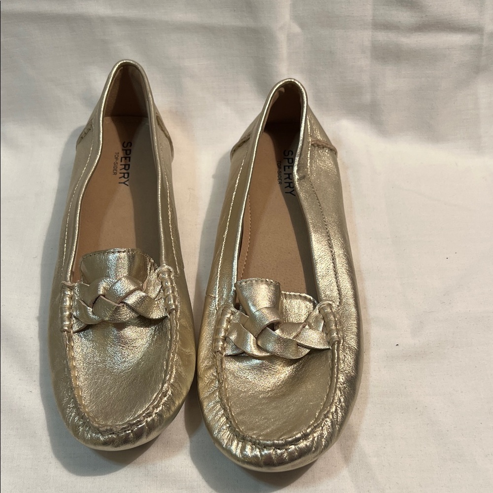 Sperry Women's Metallic Gold Loafers - Picture 2 of 9